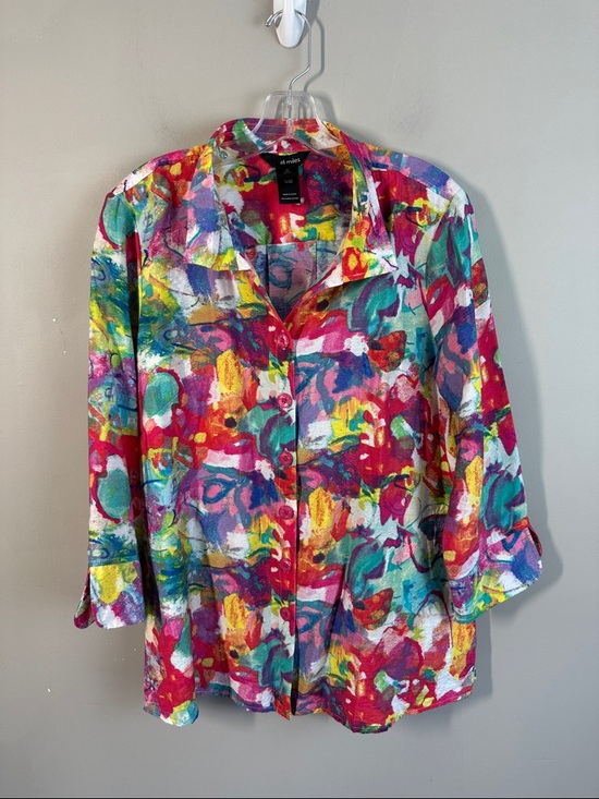 Ali Miles Tops - Ali Miles Abstract Colorful Print Button Down Top Size M